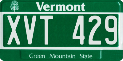 VT license plate XVT429