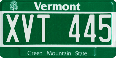 VT license plate XVT445