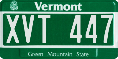 VT license plate XVT447