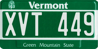 VT license plate XVT449