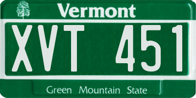 VT license plate XVT451