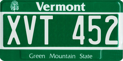 VT license plate XVT452