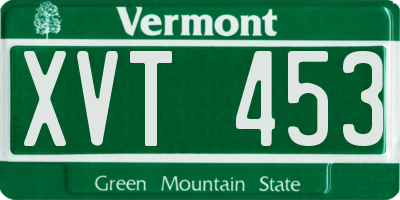 VT license plate XVT453