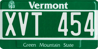 VT license plate XVT454