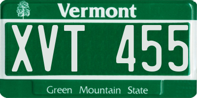 VT license plate XVT455