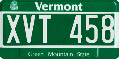 VT license plate XVT458