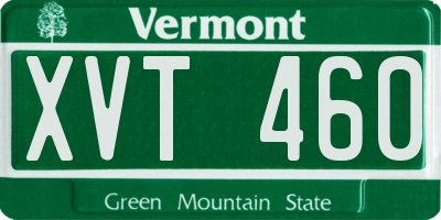 VT license plate XVT460