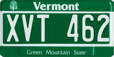 VT license plate XVT462
