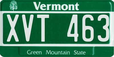 VT license plate XVT463