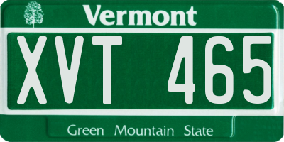 VT license plate XVT465