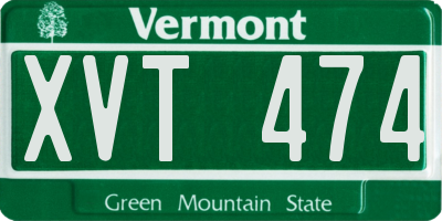 VT license plate XVT474