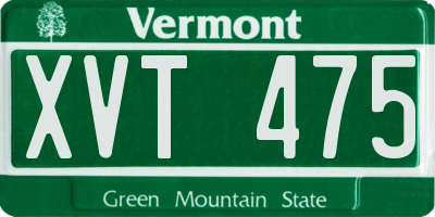 VT license plate XVT475