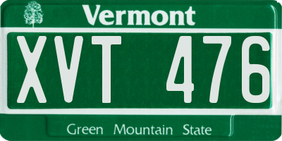 VT license plate XVT476