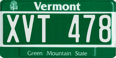 VT license plate XVT478