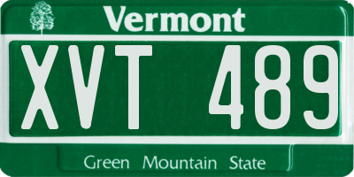 VT license plate XVT489