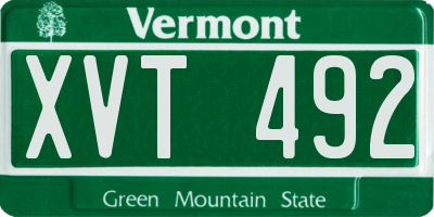 VT license plate XVT492