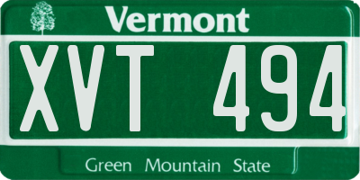 VT license plate XVT494