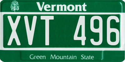 VT license plate XVT496