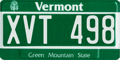 VT license plate XVT498