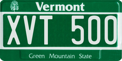 VT license plate XVT500