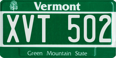 VT license plate XVT502
