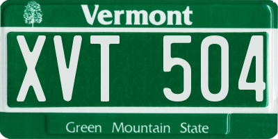 VT license plate XVT504