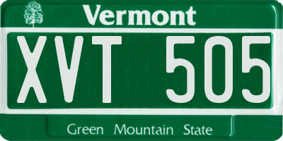 VT license plate XVT505