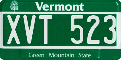 VT license plate XVT523