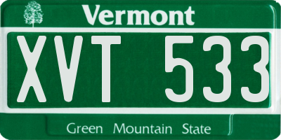 VT license plate XVT533