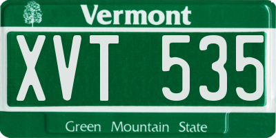 VT license plate XVT535