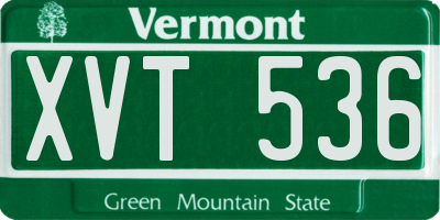 VT license plate XVT536