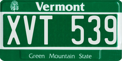 VT license plate XVT539