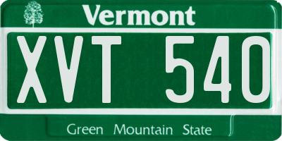 VT license plate XVT540