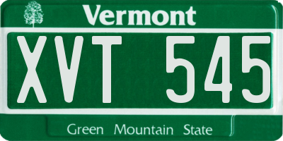 VT license plate XVT545