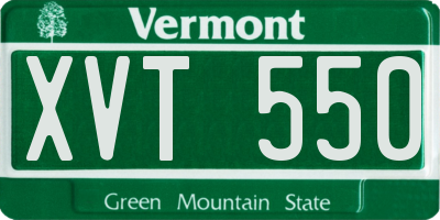 VT license plate XVT550