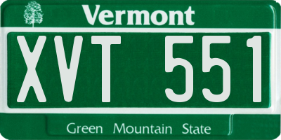 VT license plate XVT551