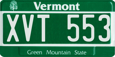 VT license plate XVT553