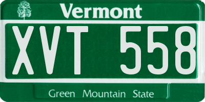 VT license plate XVT558