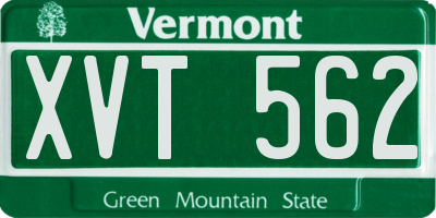 VT license plate XVT562