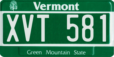 VT license plate XVT581