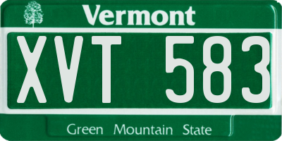 VT license plate XVT583