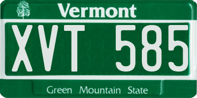 VT license plate XVT585