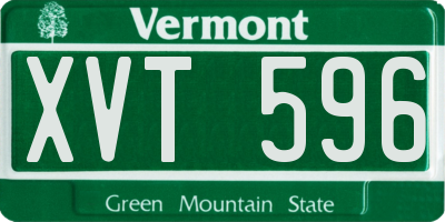 VT license plate XVT596