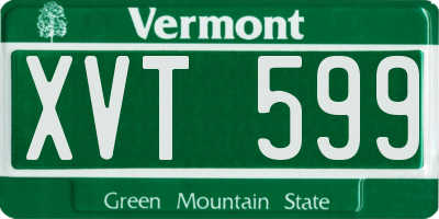 VT license plate XVT599
