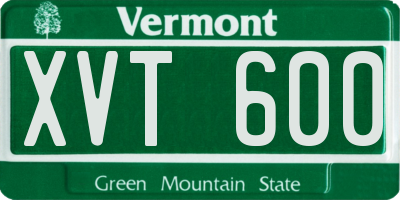 VT license plate XVT600