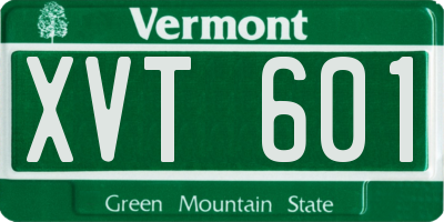 VT license plate XVT601