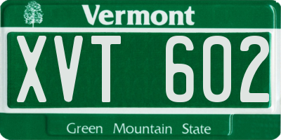 VT license plate XVT602