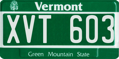 VT license plate XVT603