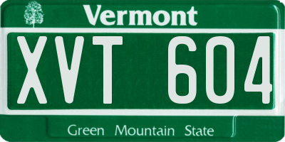 VT license plate XVT604