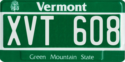 VT license plate XVT608